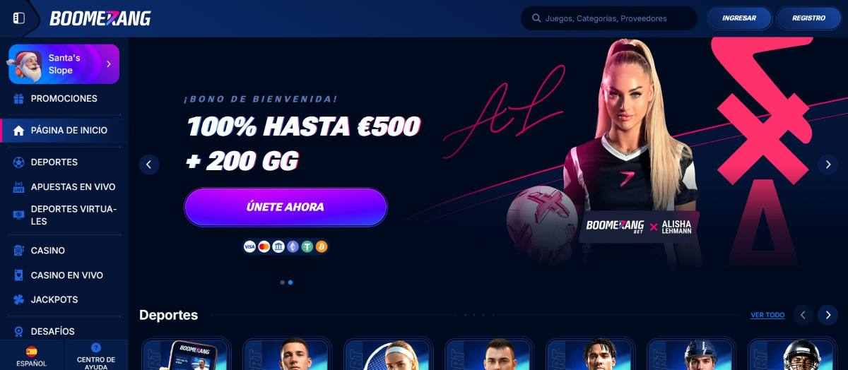 Boomerang inicio / apps de casas deportivas